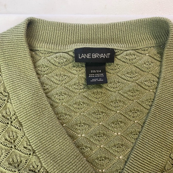 Lane Bryant Crochet Knit Green Short Sleeve Short Cardigan Shrug Size 22 24 - Picture 4 of 6